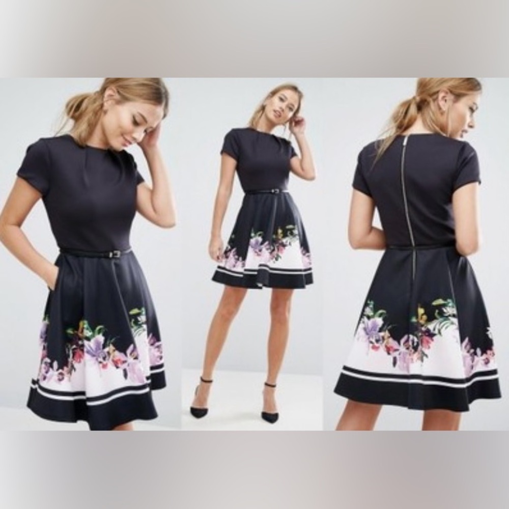Ted Baker Fit and Flare Mini Floral Dress size 2 ( fits US 4-6)